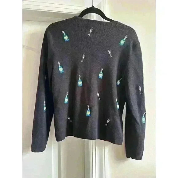 Vintage Alexandra Bartlett Black Embroidered Cardigan Sweater Women’s M - Picture 4 of 4